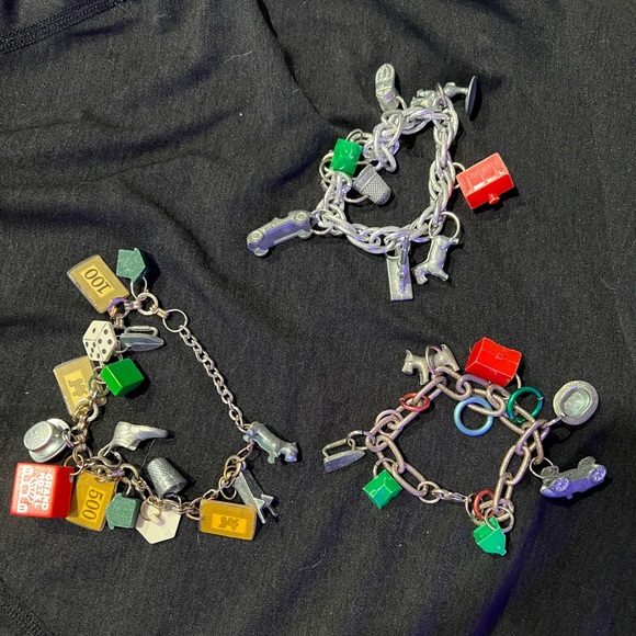 3 Vintage Monopoly Board Game Charm Bracelets - Picture 1 of 4